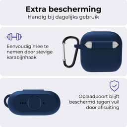 Hoesje - Geschikt voor Apple AirPods 4 - Siliconen Hoes met Clip - Silicone Case Cover - Navy — thumbnail 4