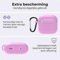 Hoesje - Geschikt voor Apple AirPods 4 / 5 - Siliconen Hoes met Clip - Silicone Case Cover - Flamingo — thumbnail 4