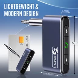 Smath® Bluetooth Receiver BT 5.0 - Bluetooth Ontvanger met 3.5mm AUX - Handsfree Bellen Auto - Stabiele Verbinding - Plug-and-Play — thumbnail 5