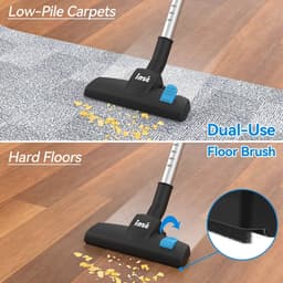 Inse - Steelstofzuiger met draad - 3 in 1 Stofzuiger zonder zak - Handstofzuiger met snoer en steel - 3 verschillende opzetstukken - 600W - Blauw - 18Kpa — thumbnail 3
