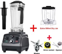 Multifunctionele keukenmachine - 36000 RPM - 2200W - Blender - Mixen - Pureren - Keukenmixer - Smoothie maker - 2 Liter - inclusief droogmolen 500ML - ABS - Antraciet — thumbnail 2