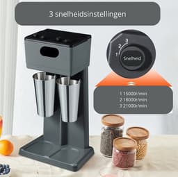 Luxe Milkshake Machine – Blender – Sapcentrifuge – Slowjuicer – Milkshaker – Voor Horeca of Thuis – Dubbele Beker – RVS – 750W — thumbnail 5