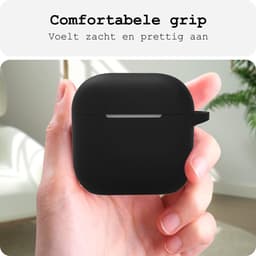Case - Geschikt voor Apple AirPods 4 - Siliconen Hoes met Clip - Silicone Hoesje Cover - Zwart — thumbnail 4