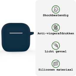 Case - Geschikt voor Apple AirPods 4 - Siliconen Hoes met Clip - Silicone Hoesje Cover - Navy — thumbnail 3