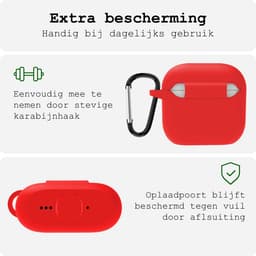 Case - Geschikt voor Apple AirPods 4 / 5 - Siliconen Hoes met Clip - Silicone Hoesje Cover - Rood — thumbnail 5