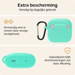Hoesje - Geschikt voor Apple AirPods 4 / 5 - met Clip - Siliconen Hoes - Silicone Case Cover - Turquoise — thumbnail 5