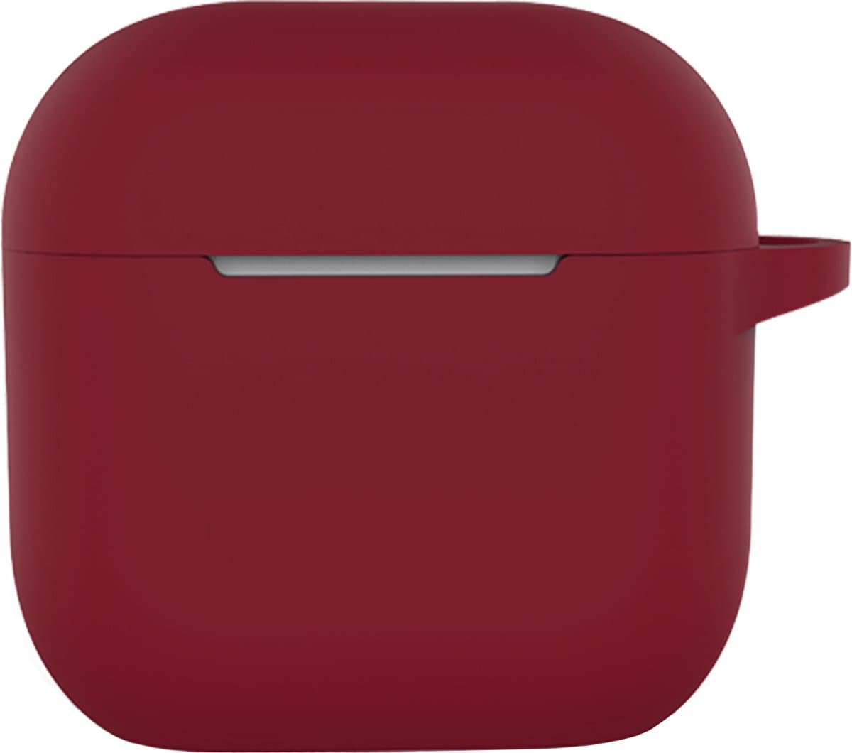 Hoesje - Geschikt voor Apple AirPods 4 - met Clip - Siliconen Hoes - Silicone Case Cover - Donkerrood — afbeelding 1