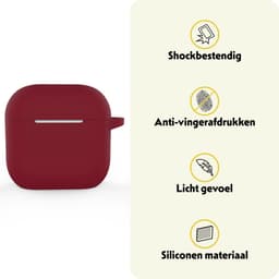 Hoesje Geschikt voor Apple AirPods 4 - Siliconen Hoes met Clip - Silicone Case Cover - Donkerrood — thumbnail 3