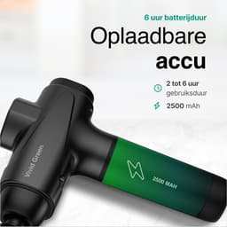 Vivid Green - Pro Massage Gun 12 Accessoires - Apparaat - Sport en Relax Massage - Draadloos � Professioneel - 12 mm - 2500 mAh � Zwart — thumbnail 5