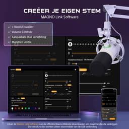 Maono PD200XS - Wit - XLR Dynamische RGB Microfoon met Telescopische Arm (66cm!) - PC - USB-microfoon voor Streaming / Podcast / Studio / Gaming /geschikt voor PS4/5 — thumbnail 3