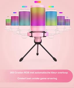 FIFINE - A6V - Roze - USB RGB Streaming Microfoon met Standaard - Gaming - Podcast - Geschikt voor - PS5 / PS4 / PC / Windows - Touch Mute Knop - Filter — thumbnail 2