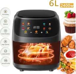 Mercadome® Airfryer - Heteluchtfriteuse - Friteuse zonder olie - Duidelijk kookoverzicht - 8 kookprogramma's - 6 liter - Zwart — thumbnail 3