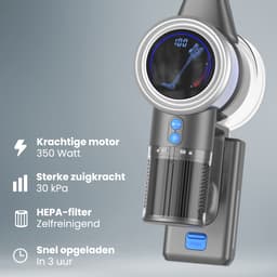 Auronic Steelstofzuiger Draadloos 350W - Draadloze Stofzuiger - HEPA Filter - Zelfstaand - Op Accu - Zonder Zak - Kruimeldief - Vacuum Cleaner - Grijs/Blauw — thumbnail 3