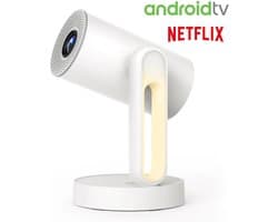 [Netflix & Android TV Certifie] ETOE Starfish Projector, Android TV 11.0, Dolby Digital, Touch Night Light, 140° Rotatie, 300 ANSI, 4K Decodering, Automatische Keystone Correctie, Ingebouwde Chromecast, 5W Luidspreker
