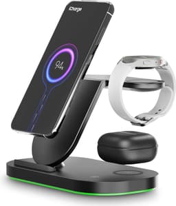 iCharge Samsungs Pro Edition 2.0 - Draadloze Oplader - 3-in-1 Design - Smartphone - Smartwatch - Oordopjes - Gratis Ultra Adapter - Zwart — thumbnail 1