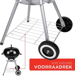 Houtskoolbarbecue - Kogelbarbecue 45 x 70 centimeter - Ronde Barbecue - Barbecue op Wielen - Zwart - Metaal — thumbnail 2