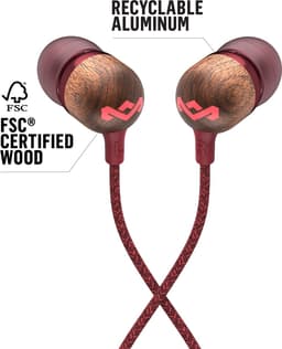 House of Marley Smile Jamaica Oortjes met Draad - Bedrade Oordopjes 3,5 mm Aansluiting - Met Microfoon en 1knopsbediening - Eco Friendly Design - 9 mm Drivers - Knoopvrije Kabel - Rood — thumbnail 2