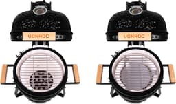 VONROC - BBQ - Kamado - 13" - Met beschermhoes, plate setter & onderstel - Houtskoolbarbecue – Keramisch — thumbnail 2