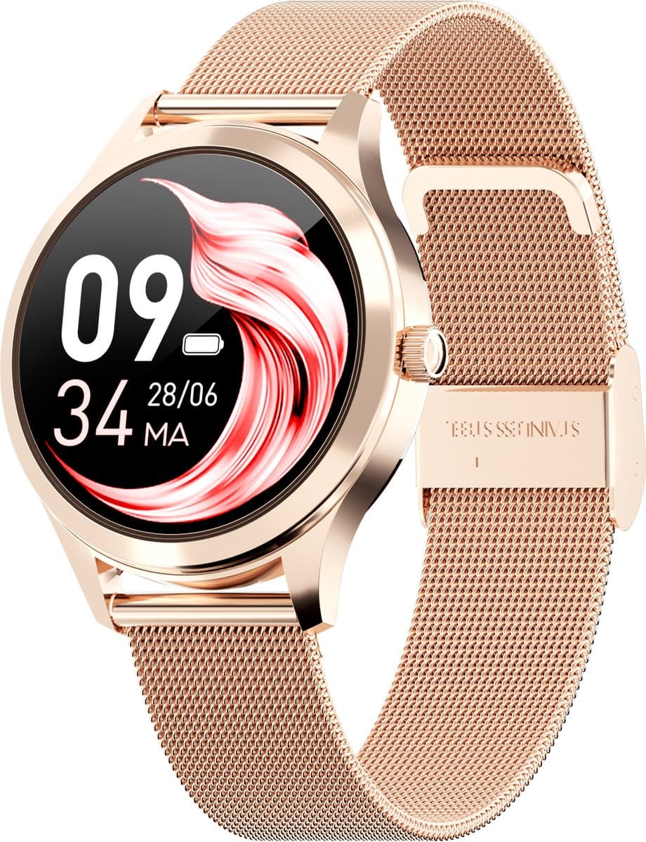 Actyve Smartwatch Amoled Dames Rosé Goud - Geschikt voor elke smartphone - Horloge dames - Stappenteller - Slaapmonitor - Saturatiemeter - Full Touchscreen — afbeelding 1