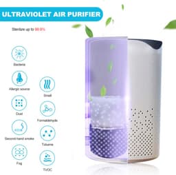Igoods  Mini Luchtreiniger - Air Purifier - Auto Home Office Desktop USB Powered Ultraviolet Luchtreiniger Sterilisatie - Wit — thumbnail 2