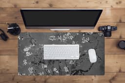 Muismat XXL 80x40 cm - Bureau onderlegger - Bureau mat Amandelbloesem - Van Gogh - Zwart Wit - Bureaumat - Gaming mousepad xl - Bureaulegger groot - Computer deskmat — thumbnail 3