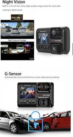 DrPhone RangeT1 Dashcam – Full HD 1080P – WiFI + Dubbele SONY IMX323 Lens - Applicatie + 170 Graden - Nachtzicht - Loop Opneemfunctie - Zwart — thumbnail 3