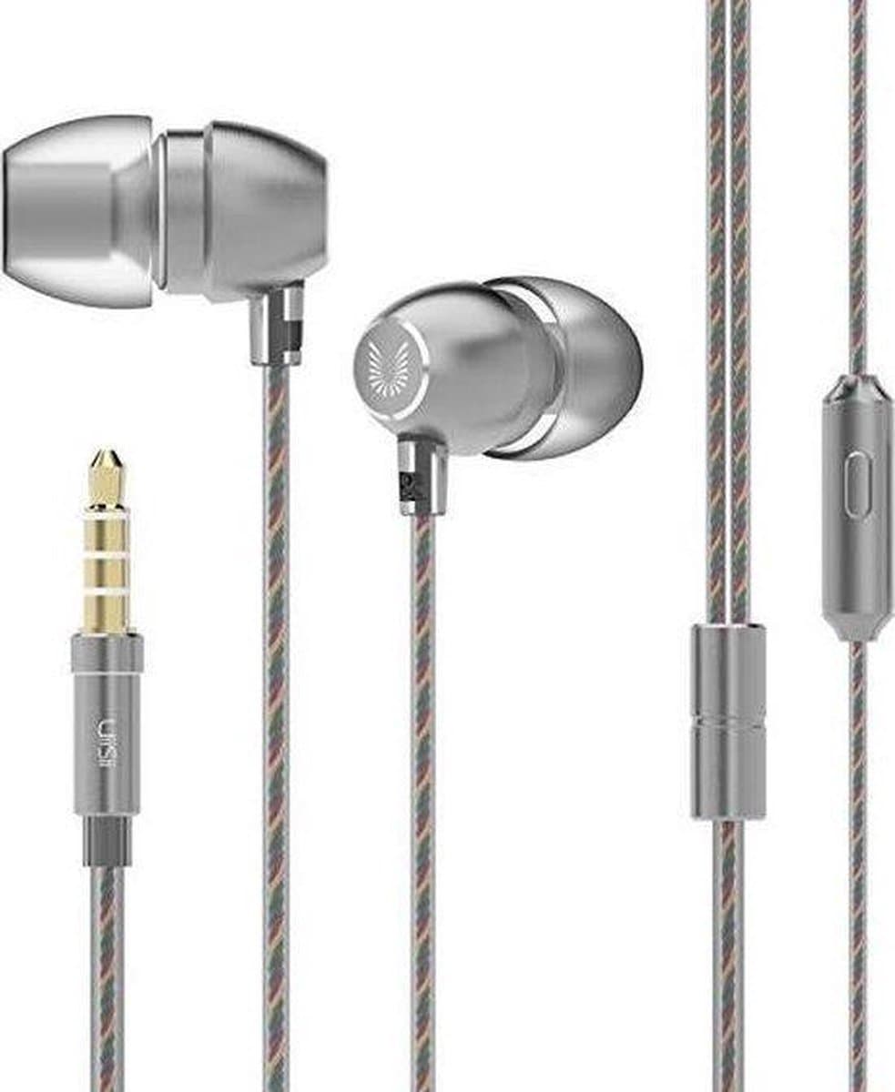 UiiSii HM7 - In Ear - Oortjes met draad en microfoon - 120cm- 3,5mm Audiokabel - Grijs — afbeelding 1