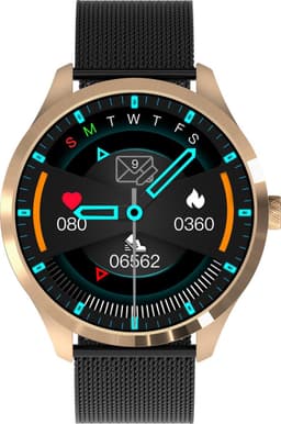 Belesy® Q9 Pro - Smartwatch Dames – Smartwatch Heren - Horloge - 1.28 inch - Kleurenscherm - Stappenteller - Bloeddruk - Hartslag - 75+ Wijzerplaten – Sporten – Staal – Goud - Zwart - Kerstcadeau — thumbnail 2