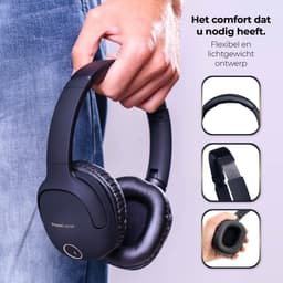 PowerLocus P7 Draadloze Over-Ear Koptelefoon - Bluetooth Headphone - Microfoon, Bass Mode, incl. Hoesje - Goud — thumbnail 2