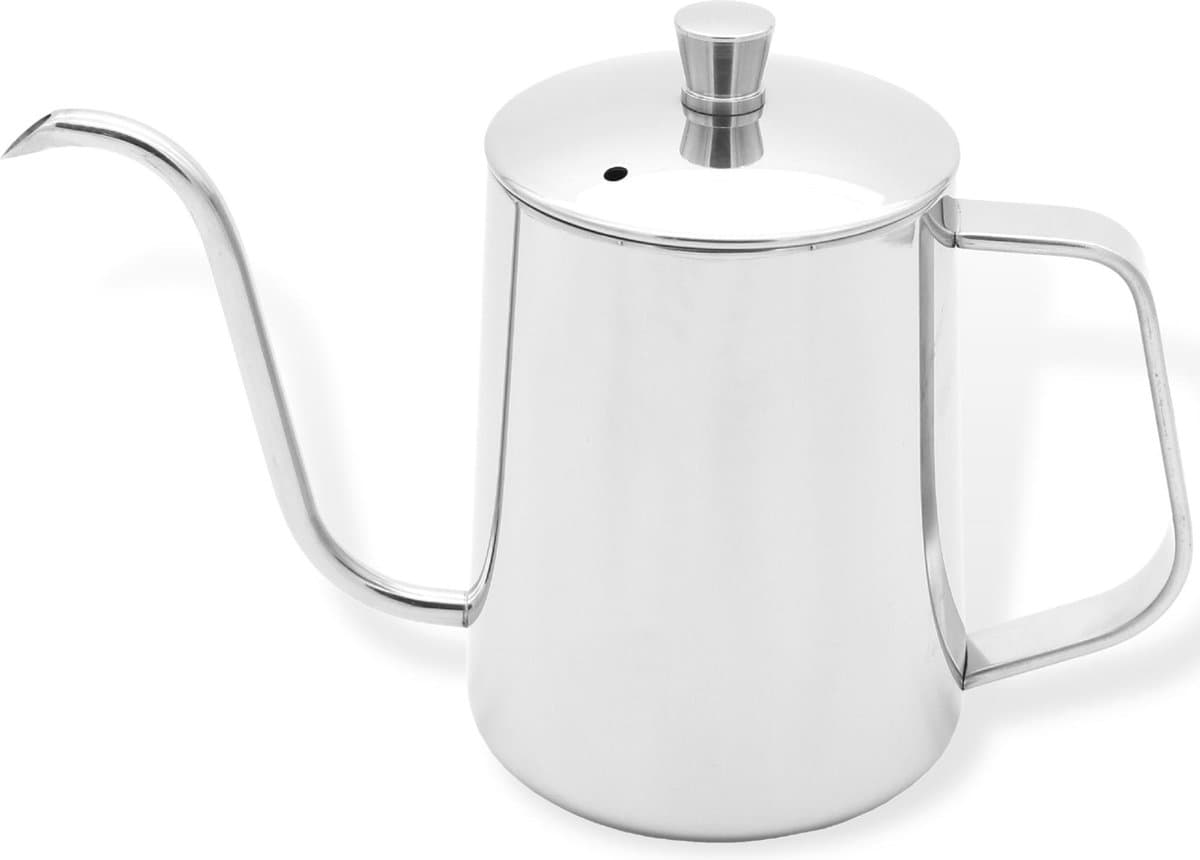 House of Husk Slow Coffee Ketel - Zilver- Pour Over Kettle - Gooseneck kettle - Heet Water Ketel - Coffeemaker - RVS - Cafetière - Pour Over - Koffie - 600 ml — afbeelding 1