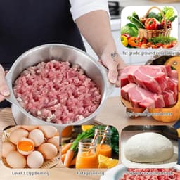 Elektrische Keuken chopper - Keukenmachine Hakmolen - Snel Ingrediënten Hakken - 5L RVS Kom - 500 W - Zilverkleurig — thumbnail 2