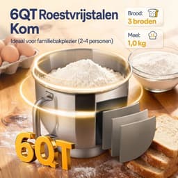 Lìon® Deegmachine - Mixer met Kneedhaak - Kneedmachine - Zwart - 39cm x 22cm x 48cm — thumbnail 3