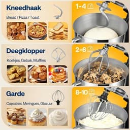 Lìon® Deegmachine - Mixer met Kneedhaak - Kneedmachine - Zwart - 39cm x 22cm x 48cm — thumbnail 4