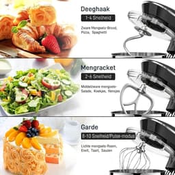 Lìon® Deegmachine - Mixer met Kneedhaak - Kneedmachine - Zwart - 42cm x 36cm x 27cm — thumbnail 4