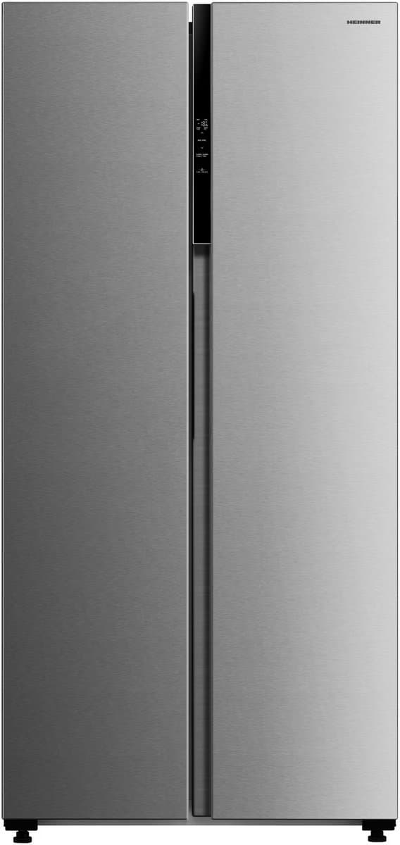 Heinner HSBS-M460NFINVXE++ American Side-by-Side Koelkast – 460 L – Total No Frost – Inverter Compressor – Energieklasse E – Touchbediening – Super Cooling – Super Freeze – Open-deur Alarm – Kinderslot – RVS – 5 Jaar Garantie — afbeelding 1