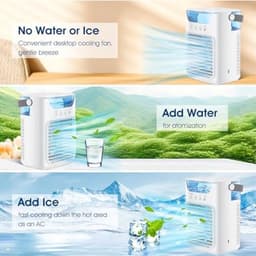 Airconditioningventilator - Draagbare airconditioner, luchtkoeler, luchtbevochtiger en bureauventilator 4-in-1 met 700 ml reservoir / 2 koude nevelstanden / 3 automatische timers / 7 kleuren nachtverlichting — thumbnail 4