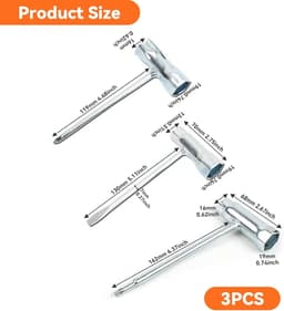 Universele Bougiesleutel Set 3-delig - 13 x 19 mm & 16 x 19 mm - T-handgreep - Ideaal voor motorzaag en grasmaaier - ShopVlot — thumbnail 5