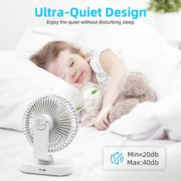Tafelventilator Oplaadbaar – Stille Ventilator – 4 Snelheden – 90° Oscillatie – 4000 mAh-zilver — thumbnail 3