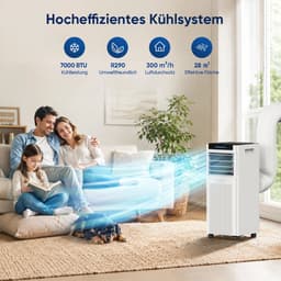 Mobiele airco 7000 BTU met stille slaapstand 3-in-1 airconditioner koelen ontvochtigen ventileren 2,0 kW capaciteit — thumbnail 2