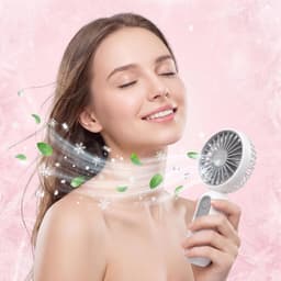 Set van 6 mini draagbare ventilatoren, schattig en lichtgewicht, compact en draagbaar, 3 windsnelheden, USB oplaadbaar, unisex, geschikt voor binnen- en buitengebruik, make-up en op reis (zwart, roze, wit) — thumbnail 2