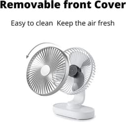 Tafelventilator - Oplaadbare Tafelventilator - 4 Snelheden - Oscillatie - Stille Bureauventilator met 4000mAh Accu - Draadloze Fan voor Thuiswerken en Slaapkamer - Roze — thumbnail 5