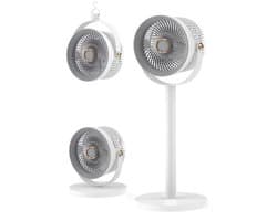 KZQ Statiefventilator - Ventilator Staand - Herlaadbaar - 5 Windsnelheden - 4 Verstelbare Hoogtes - Voor Thuis En Kantoor - Grijs