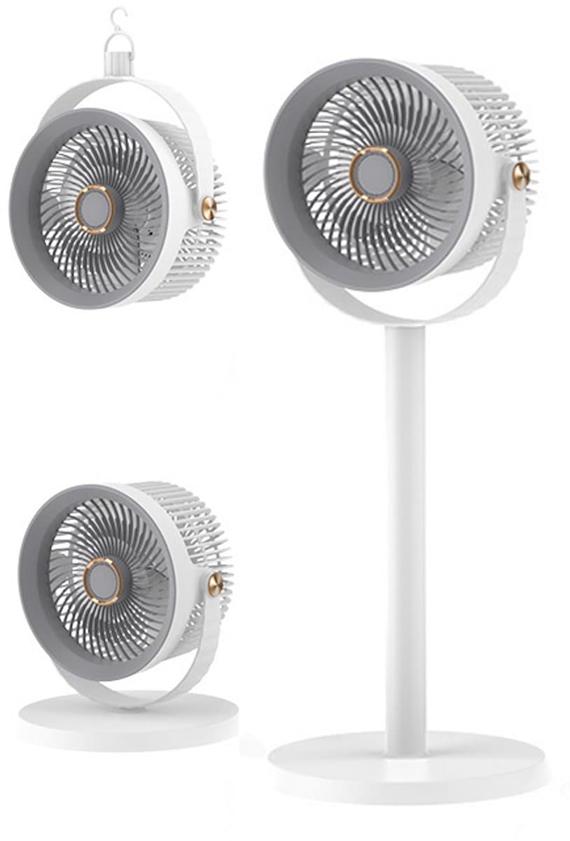 KZQ Statiefventilator - Ventilator Staand - Herlaadbaar - 5 Windsnelheden - 4 Verstelbare Hoogtes - Voor Thuis En Kantoor - Grijs — afbeelding 1