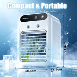 KZQ Draagbare USB-Luchtkoeler met 500 ml Watertank, 10 Uur Verkoeling, Stille Tafelventilator met Luchtbevochtiging, 2 Snelheden, Geschikt voor Thuis, Kantoor en Reizen — thumbnail 2