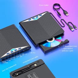 Externe Schijflezer - Kaartlezer Hub - Snelle Data Overdracht - 7 Poorten - 15.7 x 15.5 cm - Zwart — thumbnail 2