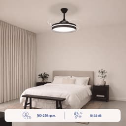 Plafondventilator met licht, stil, intrekbare bladen, 6 snelheden, DC-motor, afstandsbediening InnovaGoods — thumbnail 3