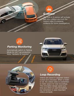 Dashcam - Compact Zwart - 1440P QHD Resolutie - G-Sensor en Loopopname - Voor Auto's — thumbnail 4