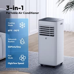 Mobiele Airco 10000 BTU – 3-in-1 Airconditioner – Ontvochtiger – Timer – Afstandsbediening – Wit — thumbnail 2