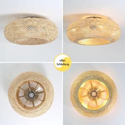 Plafondventilator met Verlichting – Stil – Bamboe – Afstandsbediening – 6 Snelheden – E27 – 51 cm — thumbnail 3