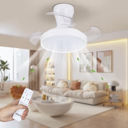 Epochglo Plafondventilator met Verlichting - Ø 55cm - 20W DC Motor - Fluisterstil - Dimbaar LED 3000-6500K - Reversibel (Winterstand) - Met Afstandsbediening - Onzichtbare bladen - Plafondlamp Ventilator Voor Slaapkamer & Woonkamer - Wit — thumbnail 1